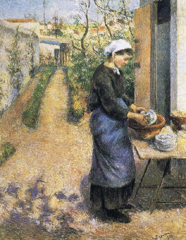 Camille Pissarro Dish washing woman china oil painting image